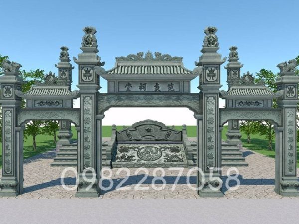 Cổng tam quan đá xanh rêu nguyên khối – Đá Mỹ Nghệ Hà Thảnh