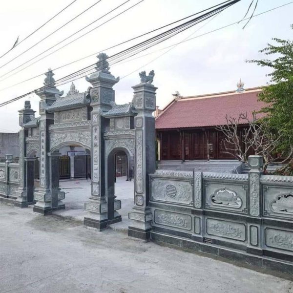Cổng tam quan đá xanh đen – cổng chùa đá mỹ nghệ