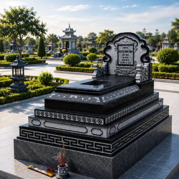 Mộ đá tam cấp granite Campuchia 147×89×107 cm, mài bóng, giá 40.000.000đ